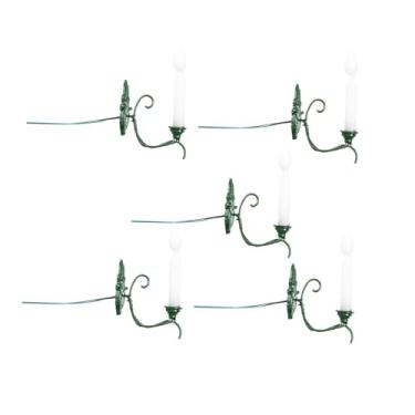 Imagem de Fenteer 5x Luminária de Parede em Escala 1:87 para Maquete de Ferrovia, Casa de Bonecas, Jardim e Paisagem, Verde