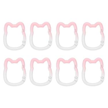 Imagem de PATIKIL Gancho de pressão, 8 peças de clipes de chaveiro em forma de gato fofo pequenos porta-chaves para bolsa, alça de bolsa, joias, acessórios de acampamento, rosa claro gradiente