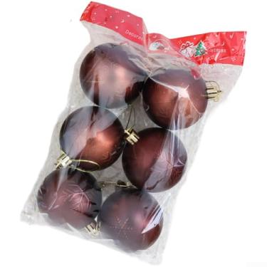 Imagem de Enfeite de bola de Natal de floco de neve de PVC decorativo com design intrincado de feriado para exibição de guirlanda de árvore, cor vermelha, 6 cm, decoração festiva para decoração de casa leve