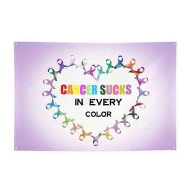Imagem de Fight Cancer In All Color Fight Cancer Awareness Ribbons Banner Decorações de Fundo de Festa 109 x 188 cm Suprimentos de Festa