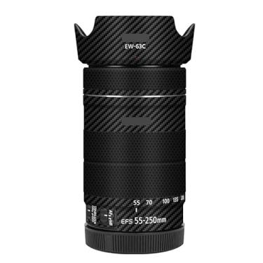 Imagem de EFS 55-250 4-5.6 Película de vinil adesivo protetor de câmera para Canon EF-S 55-250 mm F4-5.6 é STM III acessórios de fotografia (fibra de carbono preto)