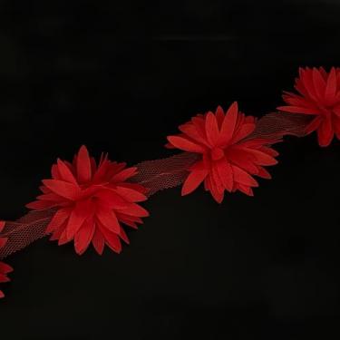 Imagem de 1 jarda vintage folhas de flores fita de acabamento de renda folha bordado tecido apliques fita de renda para roupas de vestido cortina decoração de casa brinco fazer artesanato de costura artesanal