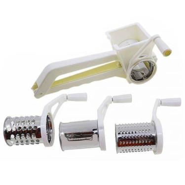 Imagem de Ralador E Fatiador Manual Manivela Inox 3 Em 1