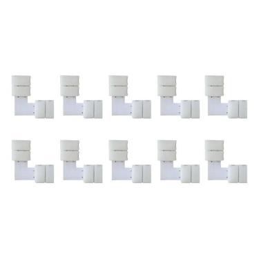 Imagem de Kit 10 Conector L Emenda 10Mm 2 Vias Fita Led Bran