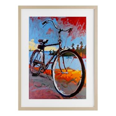 Imagem de Stupell Industries Impressão emoldurada Tonight Bicycle Journey Birch sob vidro, design de Adam Swanson, 50 x 35 cm