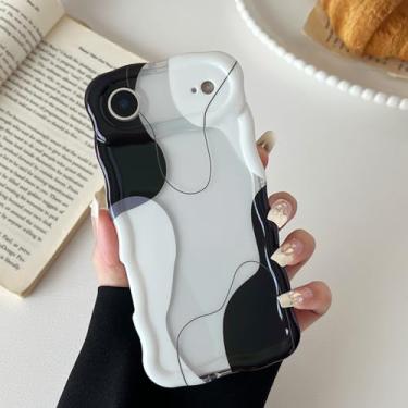 Imagem de DEFBSC Capa para iPhone Air, linda capa de telefone com estampa de arte ondulada transparente para mulheres e meninas, capa protetora durável com moldura ondulada, proteção total para câmera para