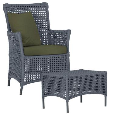 Imagem de Poltrona E Mesa Igapó Em Alumínio Preta Corda Náutica E13 Prata