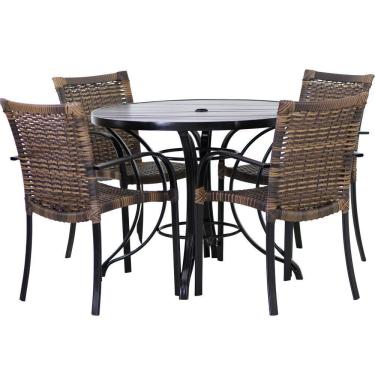 Imagem de 4 Cadeiras E Mesa Tampo 1,00m Alumínio Varanda Piscina Argila