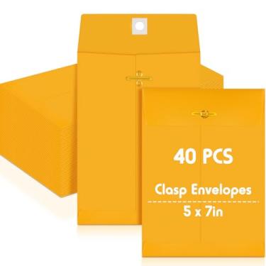 Imagem de Geyee 40 envelopes de manilla com fecho de 12,7 x 17,78 cm, fecho de goma de 12,7 kg, envelopes de papel kraft para armazenamento ou envio em casa, escritório comercial (amarelo)