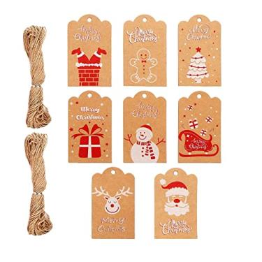 Imagem de barenx 8 peças de etiquetas de papel kraft de Natal para árvore de Natal para carimbo de presente de casamento