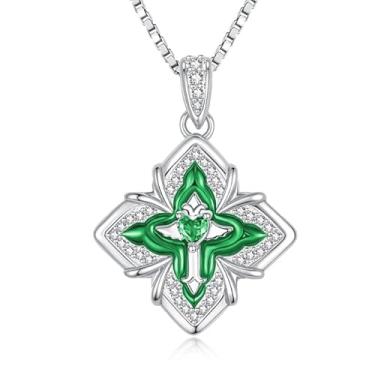 Imagem de HeartMelody Colares de trevo para mulheres, ouro, colar de cruz, presentes de aniversário de casamento, aniversário de casamento, para esposa, mãe, ouro rosa, ouro 18K, joias modernas femininas com