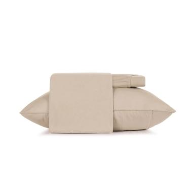 Imagem de Jogo Cama Solteiro 3 Pcs Malha Fio Pent. Liso Bege Altenburg