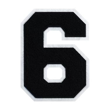 Imagem de Patch de número de chenille preto de 15 cm – aplique bordado grande universitário para jaquetas, camisas, moletons com capuz, bolsas e jeans – decoração de roupas DIY, uniforme de equipe e presente (1