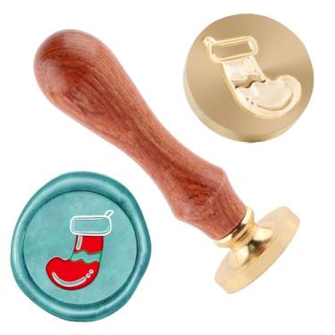 Imagem de Carimbo de lacre de cera de Natal carimbo de latão e uma alça de madeira carimbos cabeça para cartões de natal convites de festa carta envelope cartões de felicitações presentes