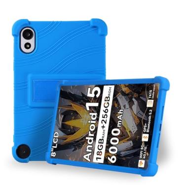 Imagem de Capa para tablet Blackview ZENO 1 de 8 polegadas – Capa protetora de silicone à prova de choque com suporte, estilo comercial resistente a quedas (azul)