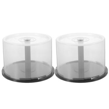 Imagem de Angoily 2 caixas de armazenamento de CD de plástico para discos de DVD para armazenamento de CD/DVD, caixa de bolo, coluna, dvds, balde transparente com recipientes pretos, organizador de CDs