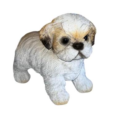 Imagem de Enfeite Decorativo de Cachorro Shih Tzu em Resina Escultura Realista para Decoração de Casa