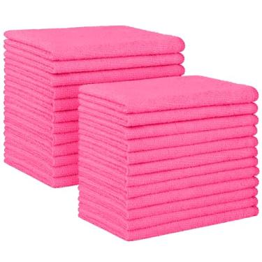 Imagem de HOMEXCEL Pano de limpeza de microfibra rosa, pacote com 24 panos de limpeza absorventes, sem fiapos, toalhas de limpeza sem riscos para carro, cozinha, casa, 30 x 28 cm