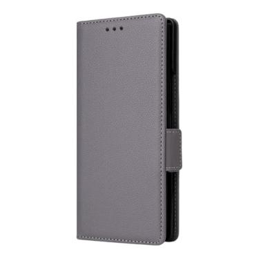 Imagem de LTLMYDAM Capa de couro para Samsung Galaxy Z Fold 7, carteira com função de suporte, fecho magnético, textura lichia fina, cinza, dobra 7