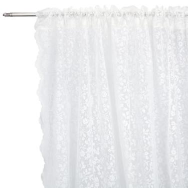 Imagem de MAYJOYDIY 2 peças de tecido de renda de poliéster branco para cortinas 213 cm x 132 cm, decoração de casa e enfeite de casamento, durável, material de renda decorativa de tamanho grande para projetos