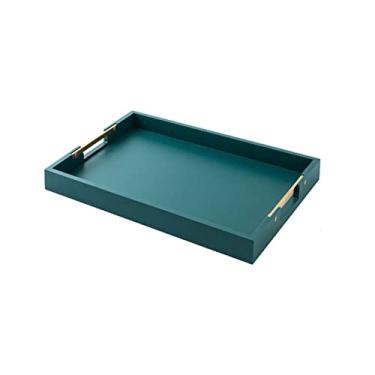 Imagem de Bandeja de café da manhã, bandeja de chá, suporte de xícara, acessórios de chá, bandeja de armazenamento, retangular, cor: azul, verde bandeja de servir (tamanho: verde 2-M) (uma cor verde 1)