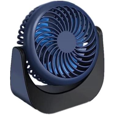 Imagem de YWangQiang Ventilador de pé com 3 configurações de velocidade, ventilador pequeno de 360° para cima e para baixo, ventilador de mesa recarregável por USB de 4000 mAh para ambientes externos/internos