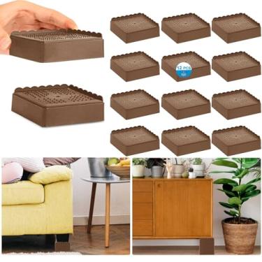 Imagem de Elevadores de cama 2.5 cm, 5.1 cm, 7.6 cm, 10.2 cm resistente, elevador de móveis ajustável para mesa, sofá, poltrona, poltrona, reclinável, estrutura de perna, dormitório, blocos empilháveis para