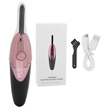 Imagem de Modelador de cílios elétrico aquecido recarregável USB Pente de ondulação de cílios portátil com display digital Design anti escaldante para mulheres Cílios naturais Material ABS (Rosa Vermelha)