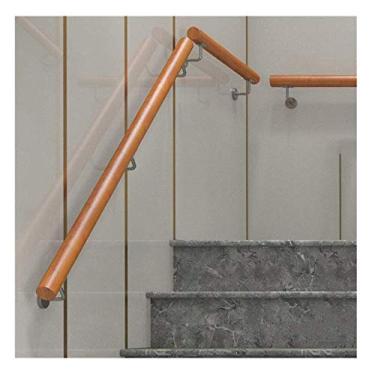 Imagem de Corrimão 0,30 m - 6,1 m, corrimão de escada antiderrapante de madeira maciça, casa contra a parede interior loft grades para idosos corrimão haste de suporte de corredor, tamanho personalizável