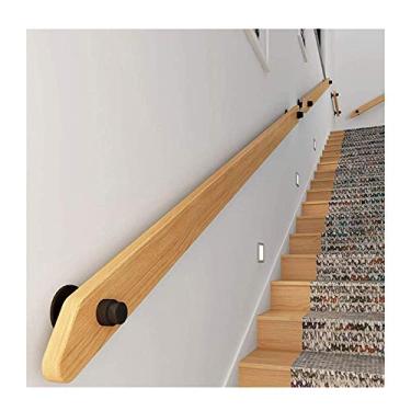 Imagem de Corrimão de escada de madeira antiderrapante para casa contra a parede para ambientes internos de sótão para idosos corrimãos de suporte de corredor (1,8 m a 6 m) (tamanho: 1,8 m)