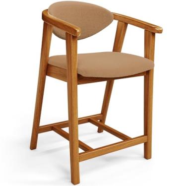 Imagem de Banqueta Baixa Para Cozinha Sala de Jantar Bancada Cecília L02 Bouclê Mostarda - Lyam Decor