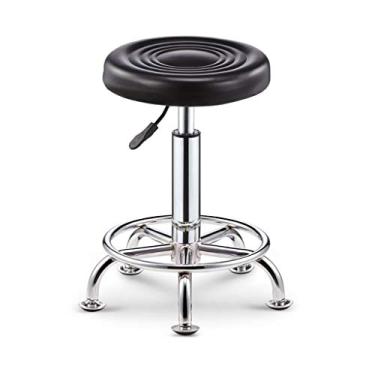 Imagem de XIcvKsG Banqueta com rodas redonda hidráulica ajustável para salão de beleza, banco giratório de 360° com rodas