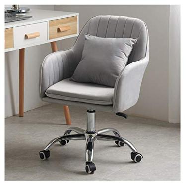 Imagem de Cadeira giratória ajustável, cadeira executiva com base de metal para escritório em casa - rosa/cinza