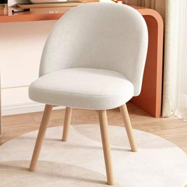 Imagem de LULUMAIC Cadeira de maquiagem com função giratória e assento acolchoado sem braços e design confortável com suporte para as costas e pernas de madeira, perfeita para quarto ou decoração