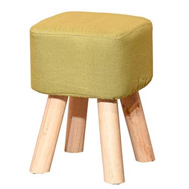 Imagem de Banqueta estofada Simplicidade Moderna Banco de Sapatos Domésticos Pano de Algodão Confortável e Respirável Banco de Madeira Maciça Rolamento 100 kg Banco de Sofá 28 x 28 x 39 cm (Cor: Verde)