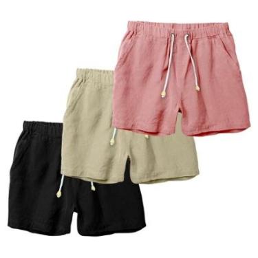 Imagem de Kit 3 Bermudas Masculina Linho Short Casual Ajuste Perfeito-Masculino