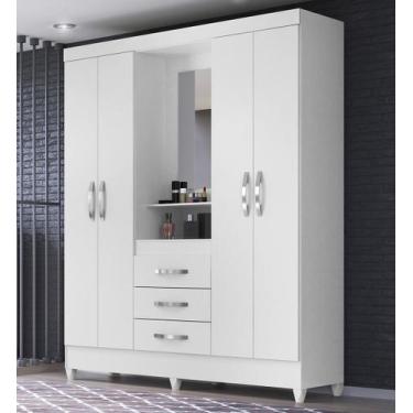 Imagem de Guarda Roupa Moval Solteiro Capri Branco Rosa Flex Com Espelho