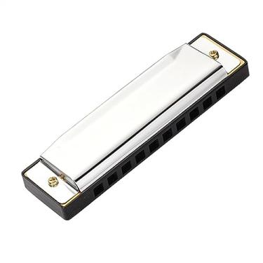 Imagem de Gaita de 10 furos para iniciantes, aço inoxidável, cromática, harpa de gaita