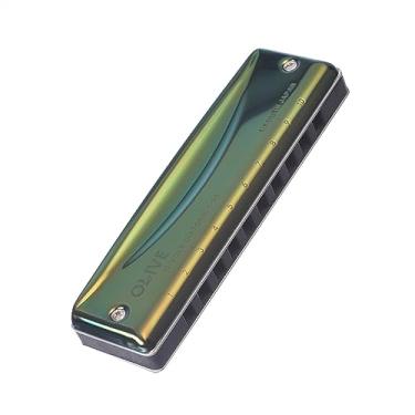 Imagem de Gaita diatônica verde de 10 furos profissional harpa instrumento musical