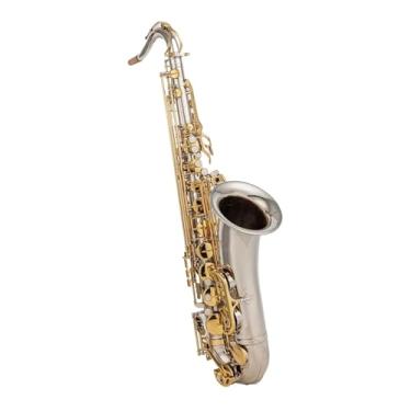 Imagem de Instrumento de saxofone Instrumentos Musicais Profissionais Saxofone Tenor Bb Tom Niquelado Tubo Banhado a Ouro Chave Sax Com Caixa e Acessórios (B)