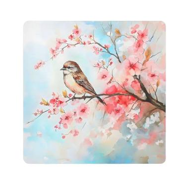 Imagem de SEHANY Saco de maquiagem de pano autoadesivo colorido flores primavera pássaro mágico protetor portátil para lente de câmera envoltório cosmético, bolsa de maquiagem aberta para mulheres, itens