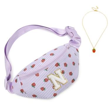 Imagem de I IHAYNER Presentes de aniversário para meninas de 3, 4, 5, 6, 7, 8, 9, 10, 11, 12, 13 anos, pequena, com inicial, bolsa de cinto personalizada, Roxo-N, Small, Casual