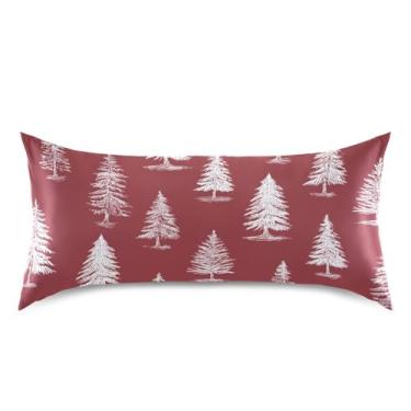 Imagem de ATTX Fronha de árvore de Natal vermelha e branca com fecho de envelope para cabelo e pele, macia, respirável, lisa, ambos os lados, capa de almofada de seda refrescante (King 50 x 101 cm, 1 peça) #4
