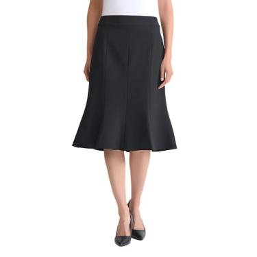 Imagem de Kasper Saia trompete feminina de crepe elástico, Preto, 52