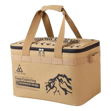 Imagem de Dynwave Mala de acampamento, bolsa de lona, ​​bagagem, grande capacidade, para viagens de fim de semana e piqueniques, Cáqui