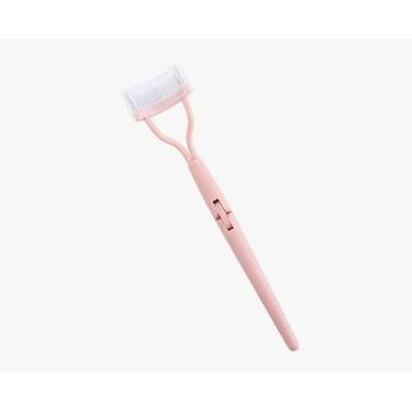 Imagem de Pente de cílios rosa e pincel de sobrancelha portátil com design de arco ferramenta separadora de agulha de aço para extensão de cílios e maquiagem