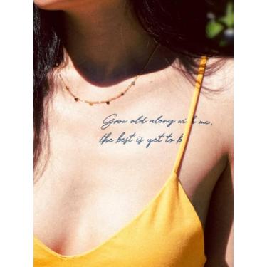 Imagem de Suco de ervas semipermanente frase emocional motivacional linha fina tatuagem temporária longa duração cor livre braço perna ombro pescoço corpo tatuagem adesivo 1 pacote