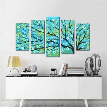 Imagem de quadro decorativo 5 peças modelo   arvore azul 3 - autopc