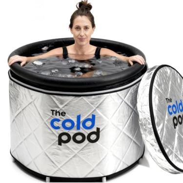 Imagem de The Cold Pod Conjunto de banheira de imersão a frio isolada – Banheira de gelo ao ar livre de 85 galões com capa térmica compatível com refrigerador - Banheira gelada portátil em casa para atletas