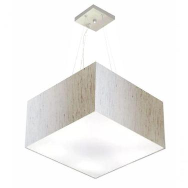 Imagem de Lustre Pendente Quadrado Md-4075 Cúpula Em Tecido 30/50x50cm Linho Bege - Bivolt